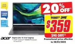 The Good Guys Acer aspire lite 15 15.6" laptop offer