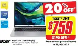 The Good Guys Acer aspire lite 16 16° 15 laptop offer