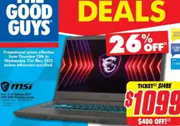 The Good Guys Thin 15 15 geforce rtx™ 3050 4gb gaming laptop offer