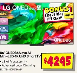 JB Hi-Fi Lg qned evo al 86" qned86a evo al mini-led 4k uhd smart tv offer