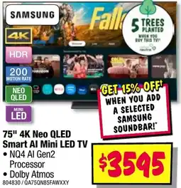 JB Hi-Fi 75" 4k neo qled smart al mini led tv offer