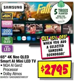 JB Hi-Fi 65" 4k neo qled smart al mini led tv offer