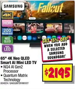 JB Hi-Fi 65" 4k neo qled smart al mini led tv offer