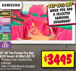 JB Hi-Fi 65" 4k the frame pro neo qled smart al mini led tv offer
