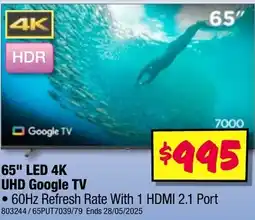 JB Hi-Fi 65" led 4k uhd google tv offer