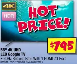 JB Hi-Fi 55" 4k uhd led google tv offer