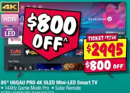 JB Hi-Fi 85" u6qau pro 4k uled mini-led smart tv offer