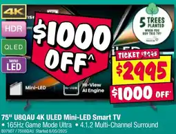 JB Hi-Fi 75" u8qau 4k uled mini-led smart tv offer