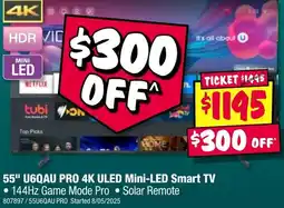 JB Hi-Fi 55" u6qau pro 4k uled mini-led smart tv offer