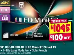 JB Hi-Fi 50" u6qau pro 4k uled mini-led smart tv offer