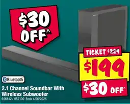 JB Hi-Fi 2.1 Channel Soundbar With Wireless Subwoofer offer