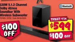 JB Hi-Fi 620w 5.1.2 channel dolby atmos soundbar offer