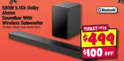 JB Hi-Fi 580w 5.1ch dolby soundbar with wireless subwoofer offer