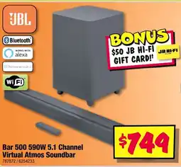 JB Hi-Fi Bar 500 590w 5.1 channel virtual atmos soundbar offer