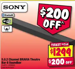 JB Hi-Fi 5.0.2 channel bravia theatre bar 8 soundbar offer