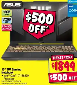 JB Hi-Fi 15" tuf gaming notebook offer