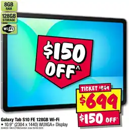 JB Hi-Fi Galaxy tab s10 fe 128gb wi-fi offer