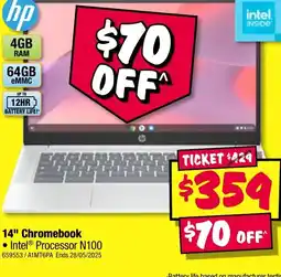 JB Hi-Fi 14" chromebook •intel® processor n100 offer