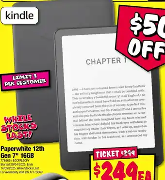 JB Hi-Fi Paperwhite 12th gen 7" 16gb offer