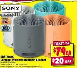 JB Hi-Fi Srs-xb100 compact wireless bluetooth speaker offer