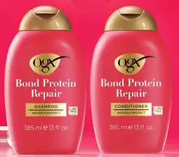 IGA NEW OGX Bond Protein Repair Shampoo or Conditioner 385mL offer