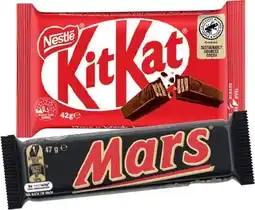 IGA Mars 44‑56g, Nestlé 35‑50g Medium Bars or M&M’s 35‑49g Selected Varieties offer