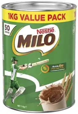 IGA Milo Malt Chocolate Drinking Powder Hot or Cold 1kg offer