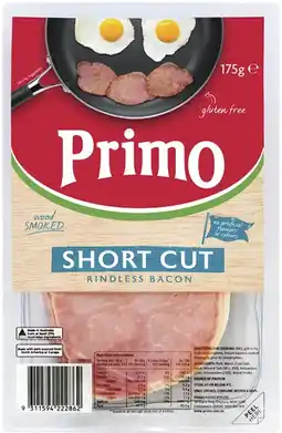 IGA Primo Wood Smoked Short Cut Rindless Bacon 175g offer