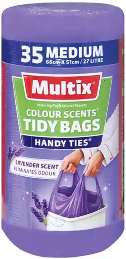 IGA Multix Colour Scents Handy Ties Tidy Bags Lavender Medium 35 Pack or Rose Scent Mini 25 Pack offer