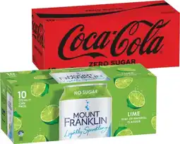 IGA Coca‑Cola, Sprite, Fanta or Mount Franklin Lightly Sparkling Water 10x375mL Selected Varieties offer