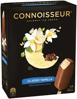 IGA Connoisseur Gourmet Ice Cream 4 Pack or Mini 6 Pack Selected Varieties offer