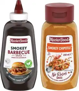 IGA MasterFoods Barbecue, Tomato Squeezy Sauce 500mL or No Rules Sauce 250mL Selected Varieties offer