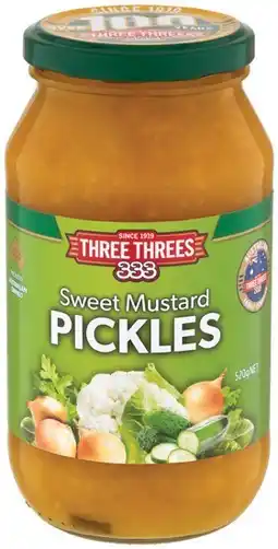 IGA Three Threes Sweet Mustard Pickles 520g offer