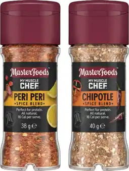 IGA MasterFoods My Muscle Chef Spice Blend Peri Peri 38g, Chimichurri 25g or Chipotle 40g offer
