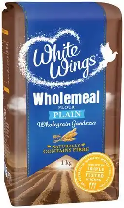 IGA White Wings Wholemeal Flour Plain or Self Raising Flour 1kg offer