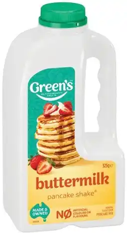 IGA Green’s Pancake Shake 300-375g Selected Varieties offer