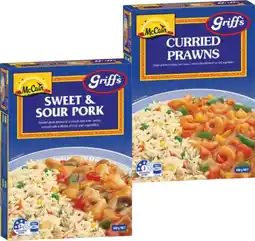 IGA McCain Griff’s Curried Prawns or Sweet & Sour Pork Frozen Meal 400g offer