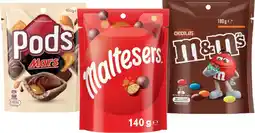IGA Pods, M&M’s or Maltesers 120-180g Selected Varieties offer
