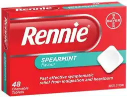IGA Rennie Spearmint Flavour Indigestion & Heartburn Tablets 48 Pack offer
