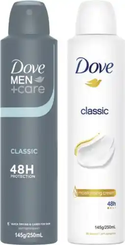 IGA Dove Antiperspirant Spray 250mL Selected Varieties offer
