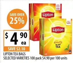 Supabarn Lipton tea bags offer