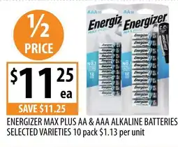 Supabarn Energizer max plus aa & aaa alkaline batteries offer