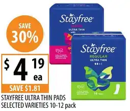 Supabarn Stayfree ultra thin pads offer
