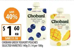 Supabarn Chobani greek yoghurt pouches offer