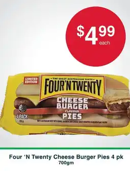 Australian Butchers Four 'n twenty cheese burger pies offer