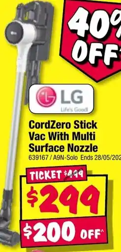 JB Hi-Fi Cordzero stick vac with multi surface nozzle offer