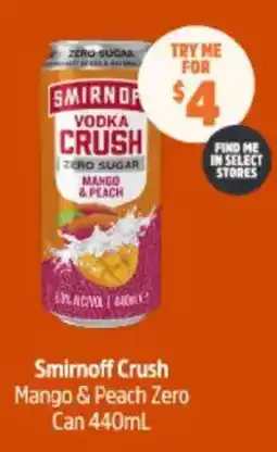 BWS Smirnoff crush mango & peach zero offer