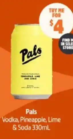BWS Pals vodka, pineapple, lime & soda offer