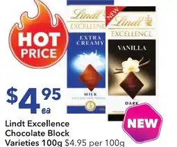 Lindt excellence chocolate block