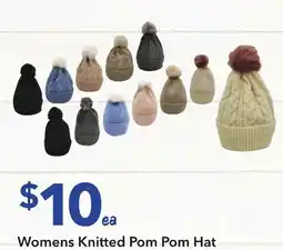 Womens knitted pom pom hat